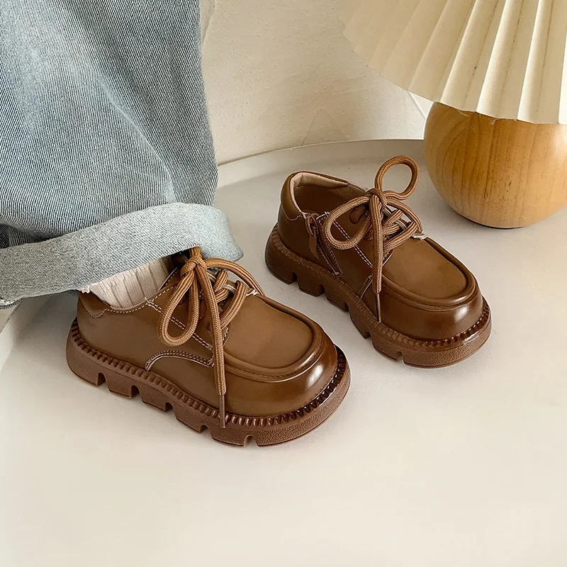 Hot-Selling Child Retro Leather Shoes Boys Girls Moccasins Toddlers Outdoor Non-Slip Walking Shoes Versatile Casual Shoes Kids