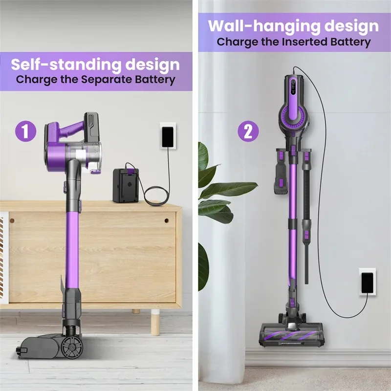 Poweart V80/V870 30KPa Cordless Vacuum Cleaner 8-in-1 Stick Vacuum Up to 45min Runtime for Hardwood Floor Pet Hair Home Cleaning