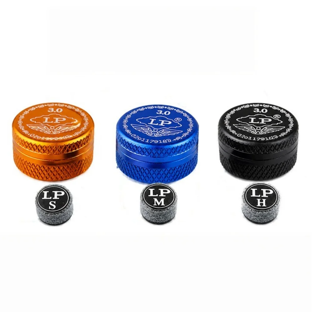 LP Super Billiard Cue Tip 11MM, S/M/H Hardness Leather Tip with Aluminum Alloy Storage Container