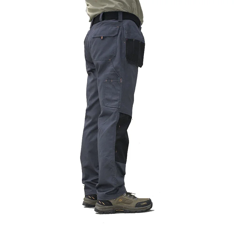 Men's Multi-Pocket Cargo Pants Outdoor Safari Style Straight Working Pants with Multi-Pockets Wear-Resistant Work Pants