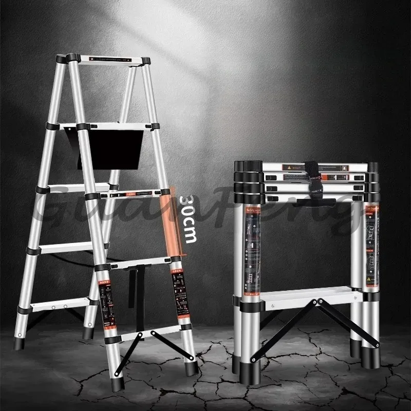 Aluminum Alloy Telescopic Herringbone Ladder 1.4M 1.7M 2M, for Portable Lifting and Folding Stairs for Maintenance Work