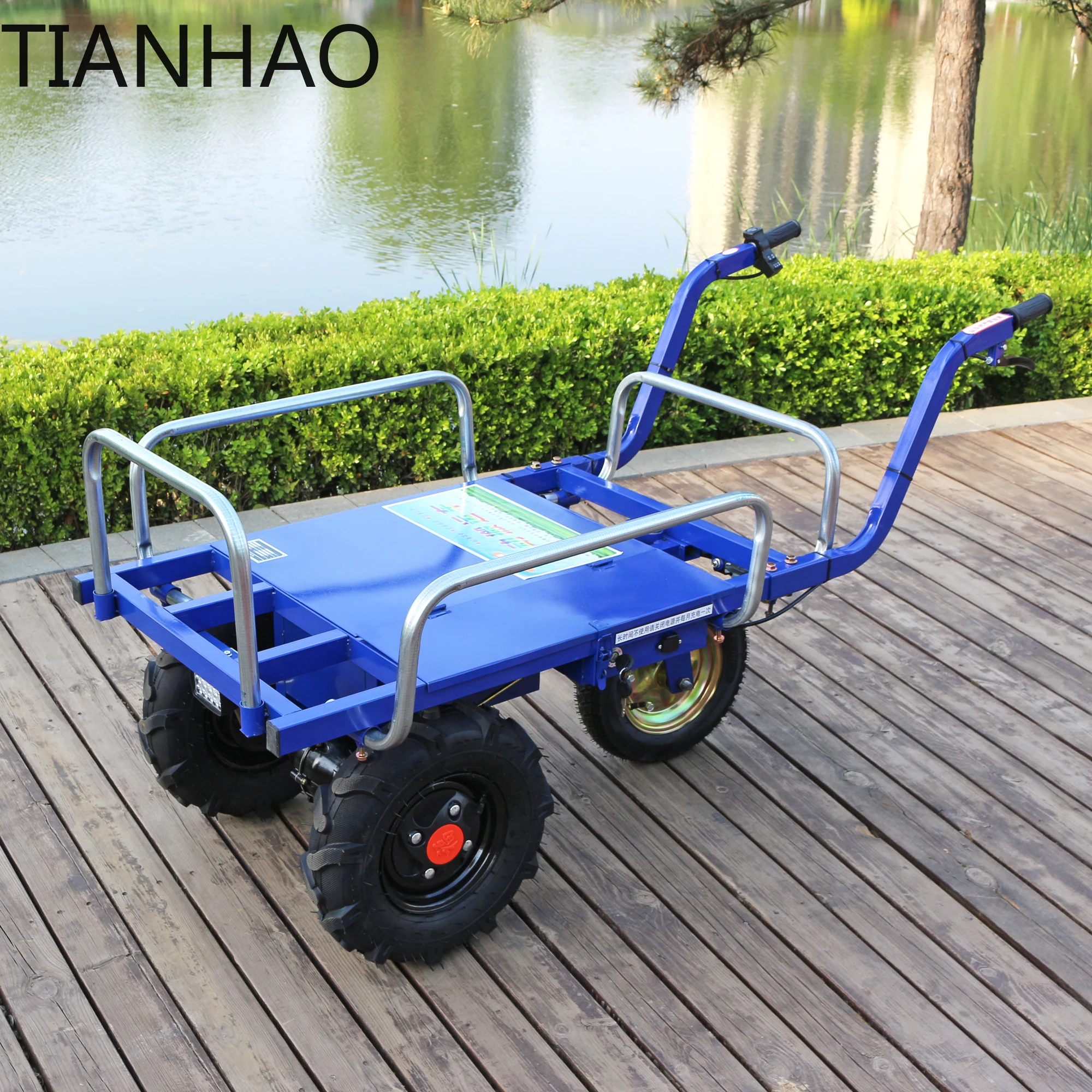 Electric Trolley Cart Agricultural 3 Wheels Wheelbarrow Home Handling Farming Orchard Hill Climbing Electric Transport Trolley