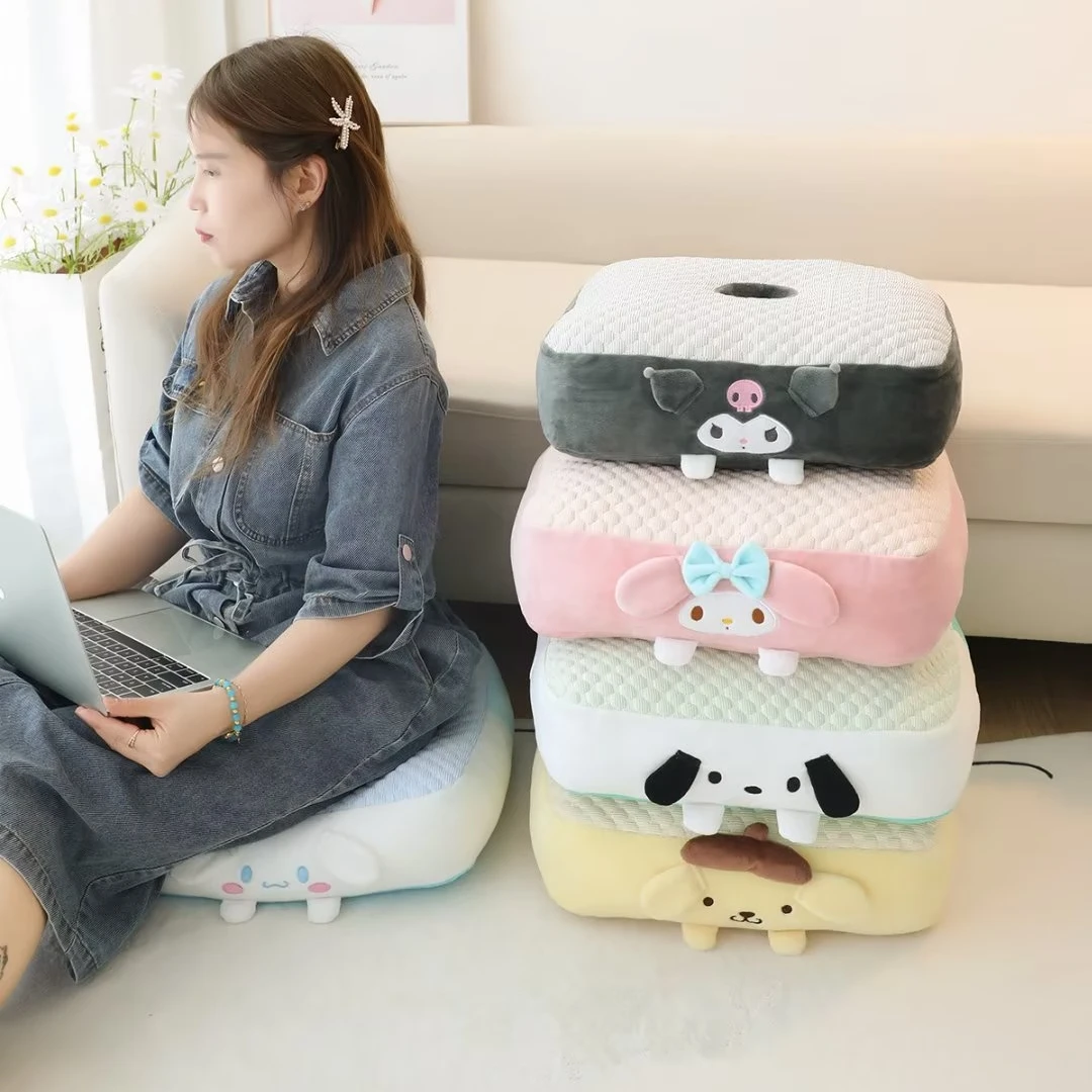 Cute Kuromi Cinnamoroll Seat Cushion Kawaii Japanese Style My Melody Comfortable Back Cushion For Chair Thickened Breathable