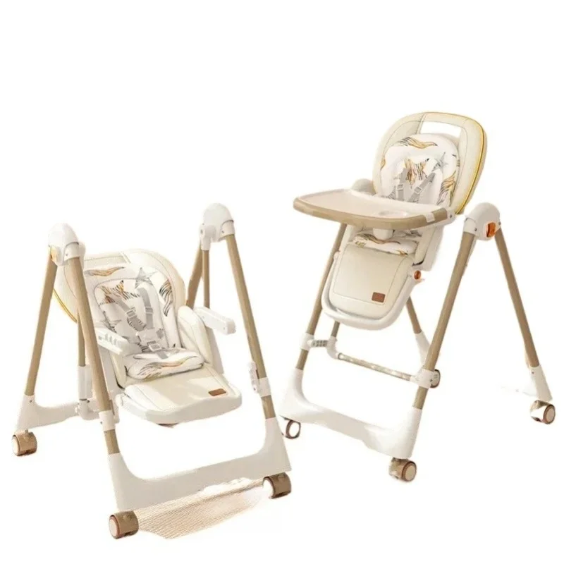 Tragbarer Hochstuhl & Babyschaukel, 2-in-1 Babywippe, Multifunktionaler Esszimmerstuhl mit Verstellbarer Rückenlehne