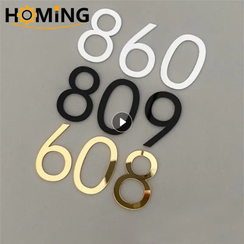 3D Numeral Plate Self-adhesive Plastic Plaque Sign Gate Digits Number Tag Hotel Door Drawer Number Label 0 To 9 Home Decor Label