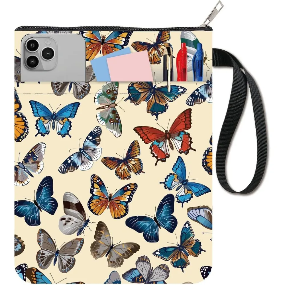 Butterfly Book Sleeve Book Protector Book Covers for Paperbacks Washable Fabric Cloth Book Cover with Zipper and Extra Sleeve