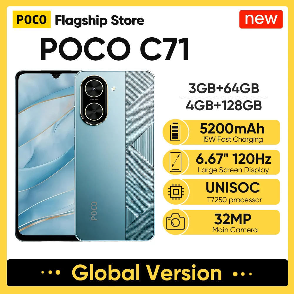 Original POCO C71 Global Version Smartphone UNISOC T7250 6.88