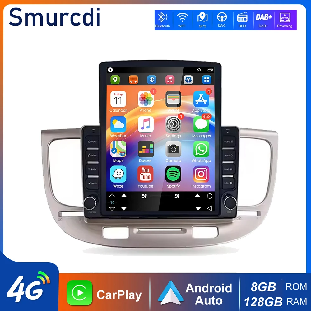 Radio para Auto Android 16 CarPlay de 9.7 Pulgadas para Kia RIO 2 RIO2 2005 - 2011, Reproductor Multimedia de Video, Navegación, Estéreo, GPS, Unidad Principal