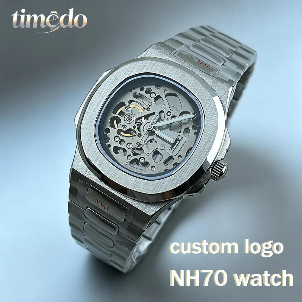 Men's customized watch NH70 mechanical watch 40mm automatic watch stainless steel hollow design suitable for NH70 movement