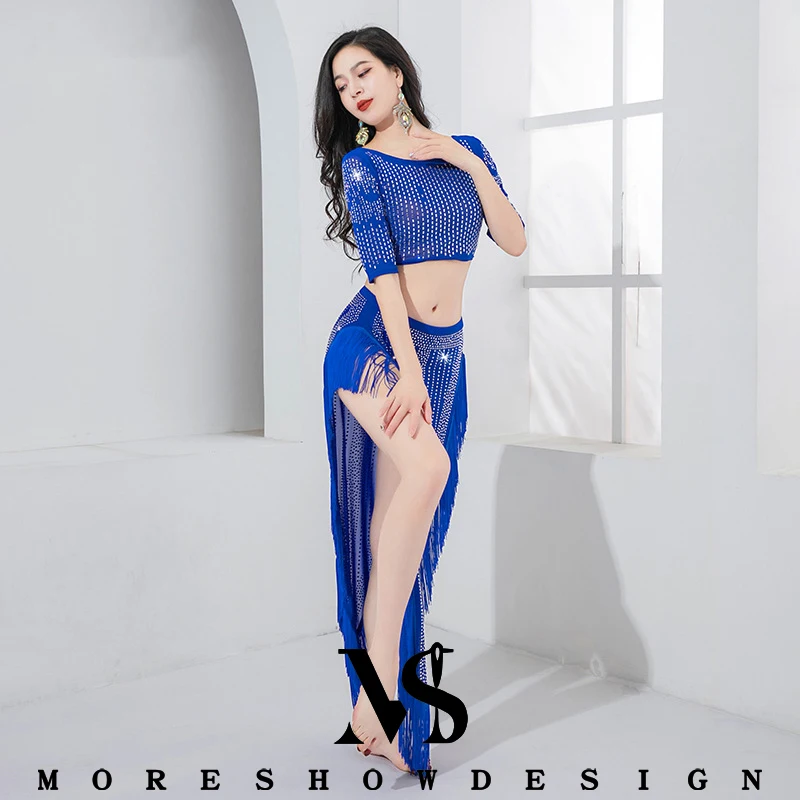 ベリーダンスプロフェッショナルパフォーマンス服トップ + スカート女性のための 2 個セットダンスウェア衣装服セット練習衣装
