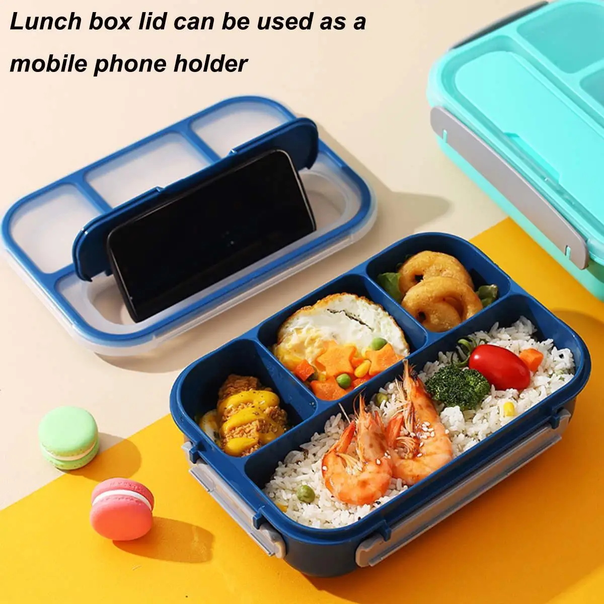 1300ML 4-Grid Bento Lunch Box Microwave Safe Large Capacity for School & Office