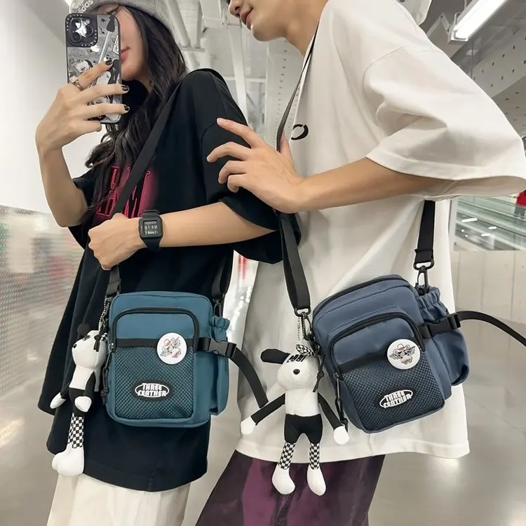 Sporty Crossbody Bag for Boys Teenage Youth Mobile Phone Diagonal Bag Single Shoulder Bag Casual Nylon Fabric Zipper Closure