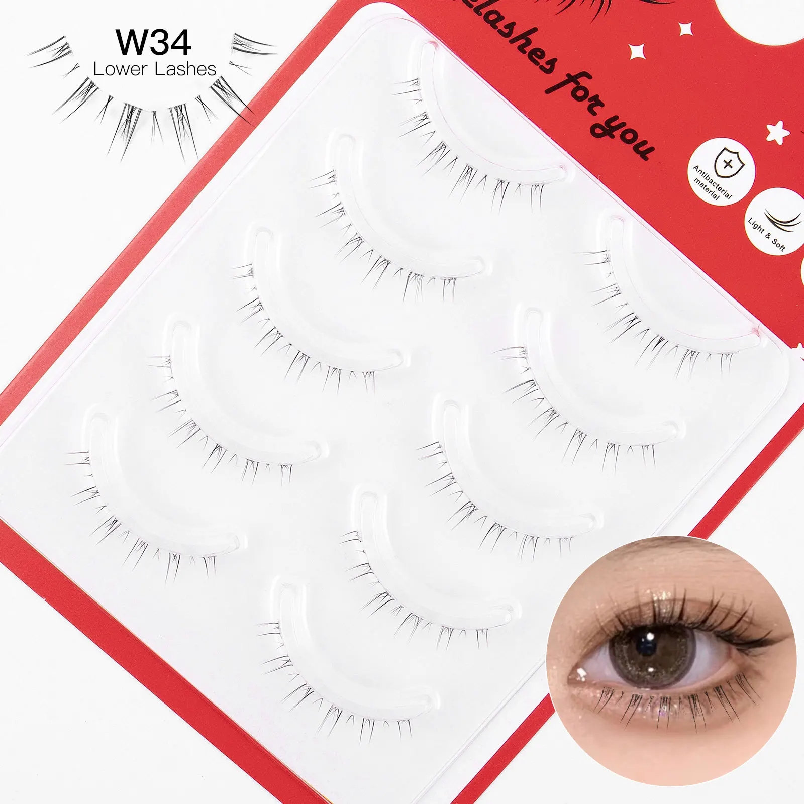 Faux cils inférieurs naturels faits à la main, bande transparente, extension de cils astronomiques, outils de maquillage, 5 paires