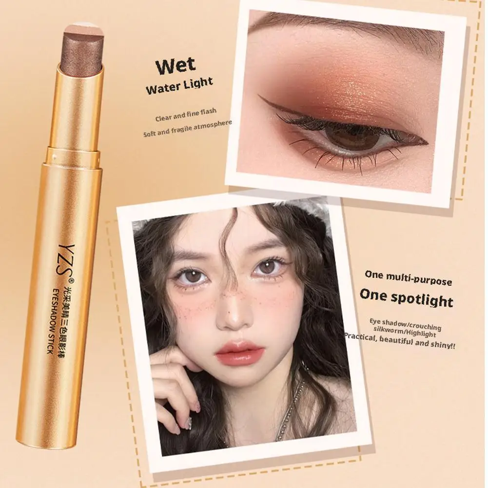 Bâton d'ombre à paupières dégradé tridimensionnel naturel sans enlever le maquillage scintillant paillettes fard à paupières Eyeliner stylo beauté