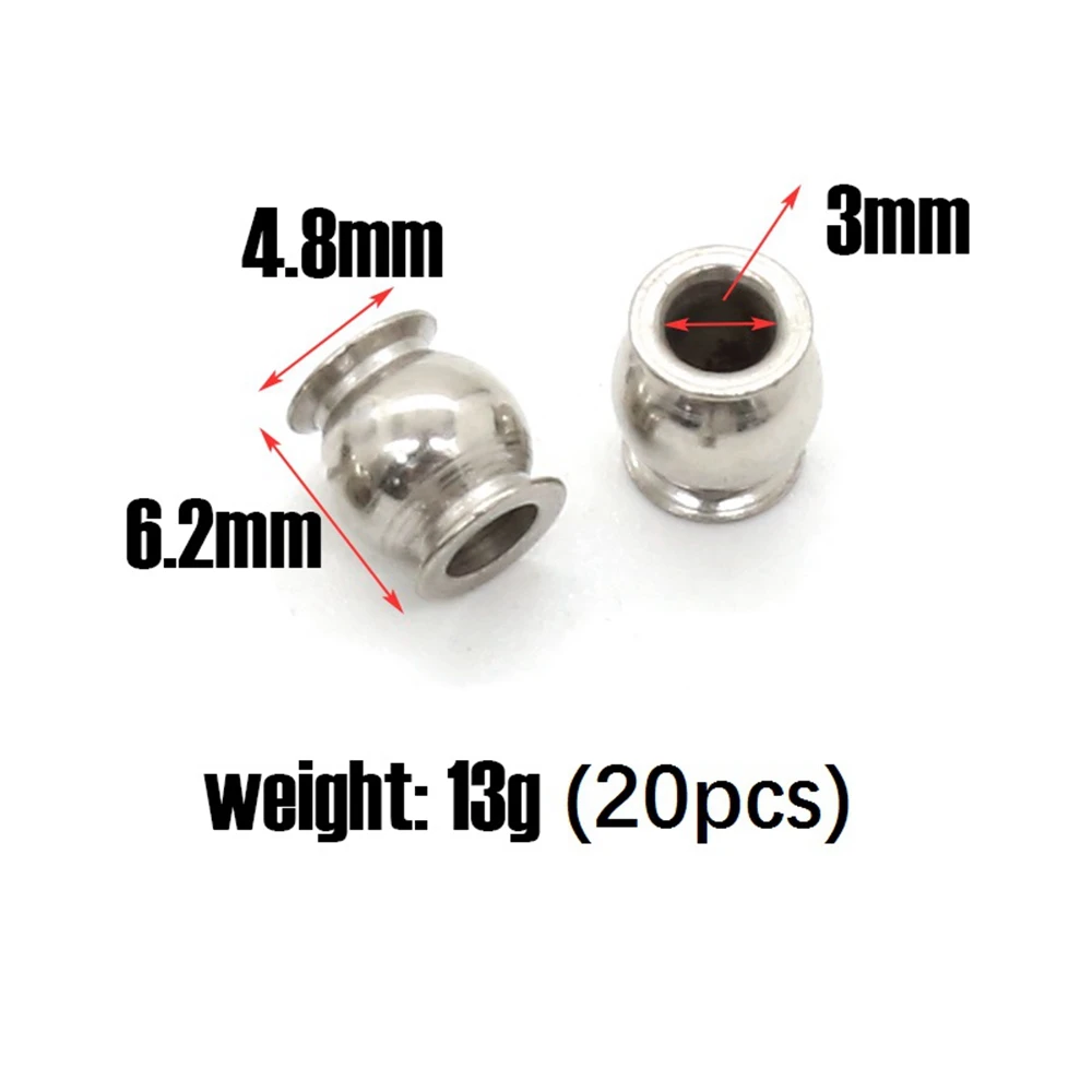 20Pcs 3mm Rod End Ball Joint for 1/10 Traxxas TRX4 TRX6 E-REVO REVO SUMMIT T-Maxx E-Maxx Revo Rustler Slash RC Car Parts