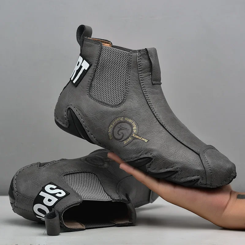 

Men Boots 2025 Warm Cotton Shoes Handmade Outdoor Sneakers Soft SoleComfortable Men's Ankle Boots Male Casual Flat Short Boots