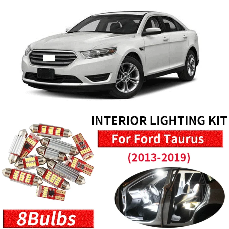 8Pcs White Canbus led Car interior lights upgrade Kit for 2013 2014 2015 2016 2017 2018 2019 Ford Taurus led interior Dome Trunk