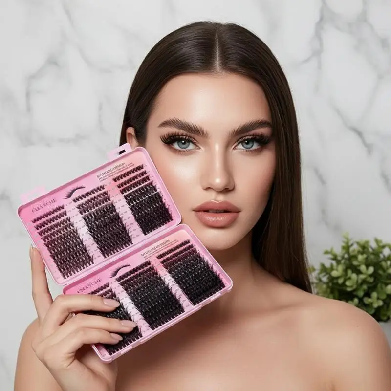 

600 шт. индивидуальных накладных ресниц, густые и пушистые, 30D/100D, смешанная длина, для самостоятельного нанесения и легкого снятия.