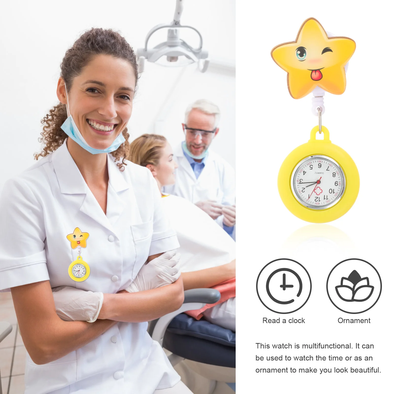 

Stainless Steel Pocket For Nurses Clip-On Retractable Design Elegant Nurse Accurate Portable Chest Watch Retractable Watch For