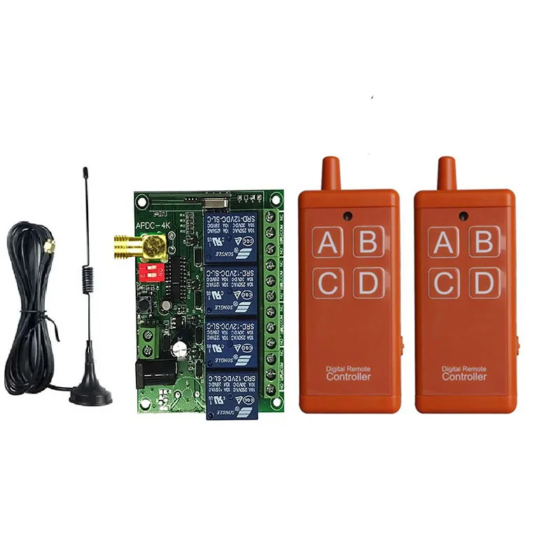 433MHz DC 12V 24V 4CH RF รีโมทคอนโทรลไร้สายรีเลย์ตัวรับสัญญาณรีเลย์ USB ชาร์จสําหรับโรงรถ \ ประตู \ LED \ หลอดไฟ
