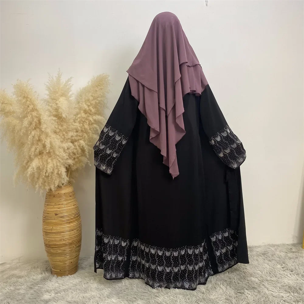 

Fashion Middle Eastern Muslim Women Abaya Muslim Slim-fit Cardigan with Pockets Robe Dress