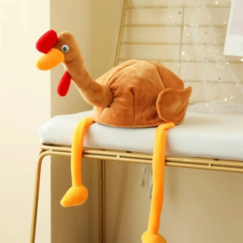 

Warm Cute Thanksgiving Turkey Hats Creative Comfortable Plush Turkey Caps Unisex Soft Long Leg Turkey Hat Birthday Party