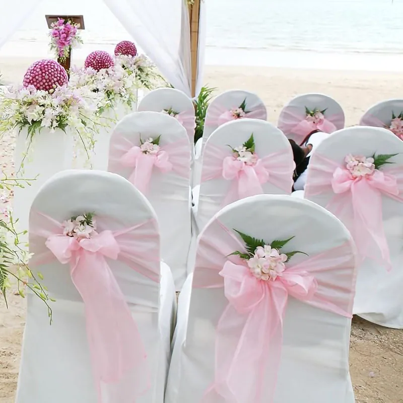 Organza Chair Sashes Bows 100/50/10Pcs Universal Chair Ties Knots for Wedding Party Reception Ceremony Decora,Bows for Chairs