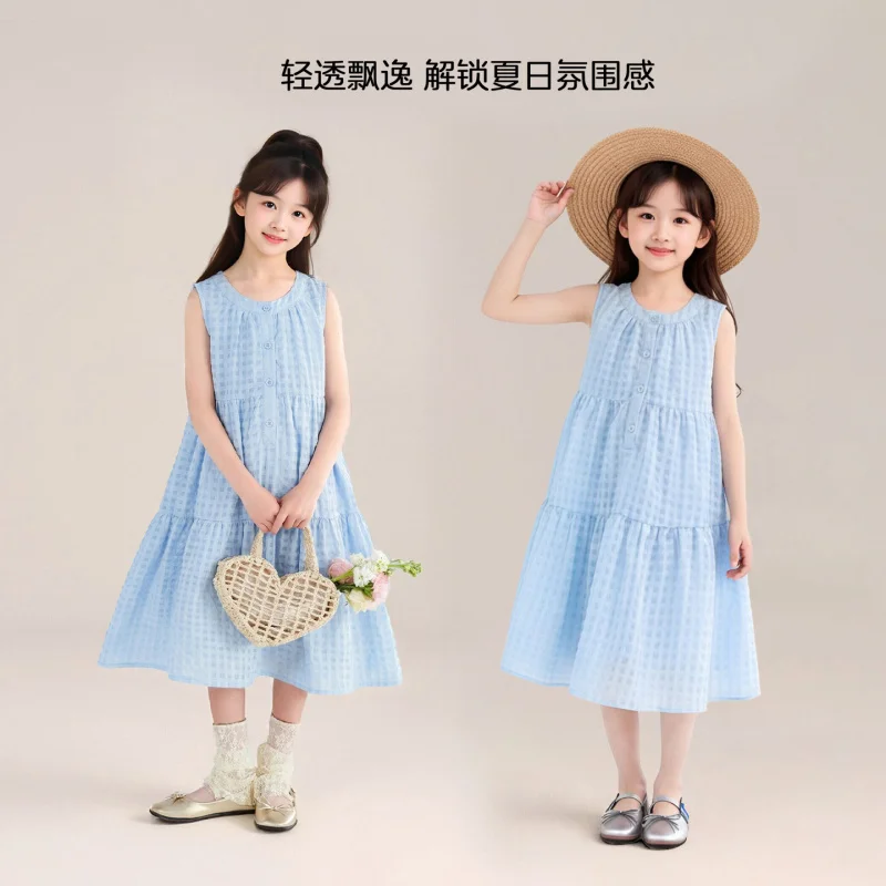 

Детское платье Little Elephant для девочек, новинка 2026 года, летнее, без рукавов, для старших детей, в стиле принцессы