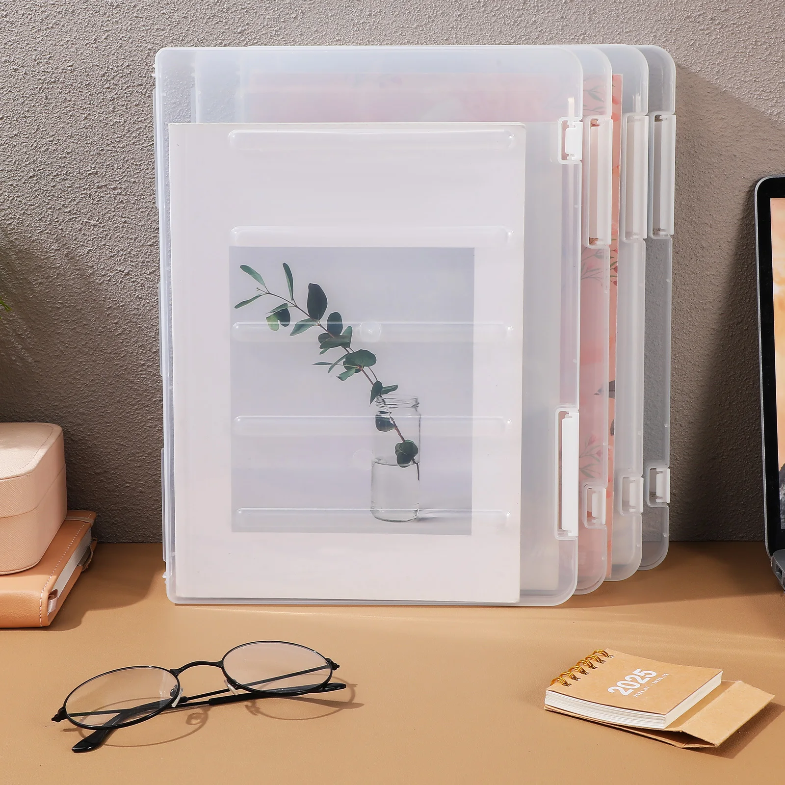 6Pcs Transparent Document Organizer Clear Plastic File Storage Box Paper Holder Lid Office School Home Document Organizer