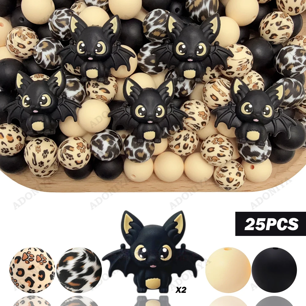 25/53-teiliges 3D Fledermaus-Serie Silikonperlen-Set für DIY Perlenketten, Armbänder, Stiftdekorationen, Schmuckanhänger usw. Feiertags-Geburtstagsgeschenk – Detail 10