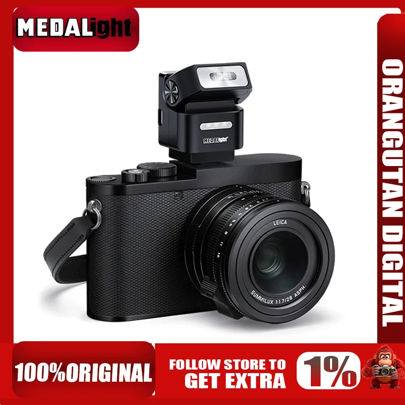 메달라이트 미니 카메라 플래시 라이트 스피드라이트 충전식 F2 루믹스/라이카/소니/캐논/니콘 디지털 DSLR 카메라용 범용