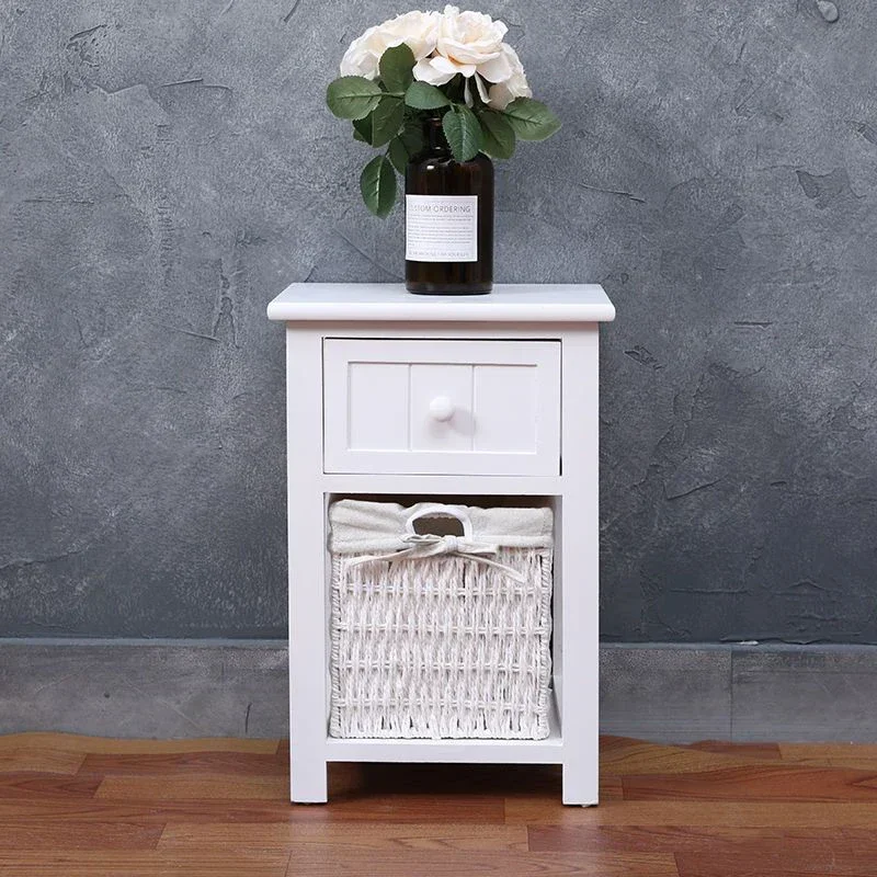 Small Aesthetic White Nightstand Cabinet Farmhouse Rustic Bedside Tables With Drawer Mesita De Noche Dormitorio Home Furniture