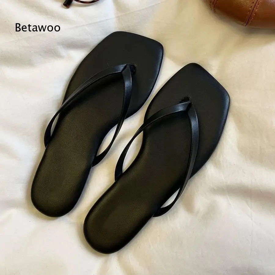 Sandalias Planas Minimalistas con Punta Cuadrada para Mujer 2026, Chanclas Cómodas e Informales para Verano