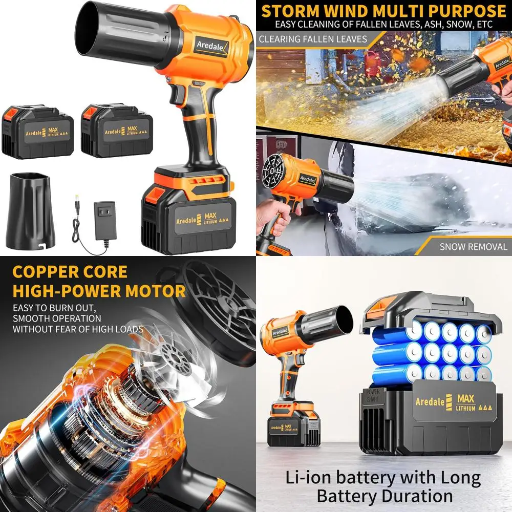 

Handheld 21V Battery Blower with 2 X 6.0Ah Batteries, 13.41m/s Airspeed for Lawn and Patio Care