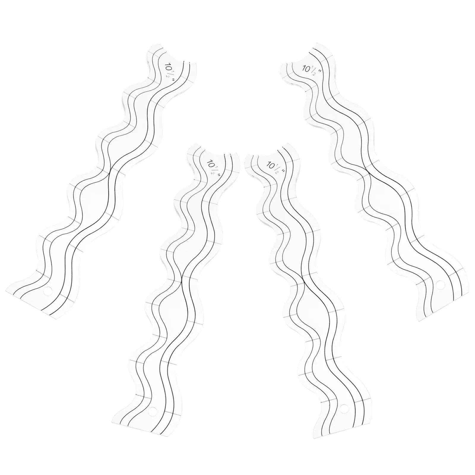 4Pcs Quilting Rule Template Wave Edge Transparent Acrylic Sewing Measuring Tool for Domestic Machine Wave Stitch Quilt Guide