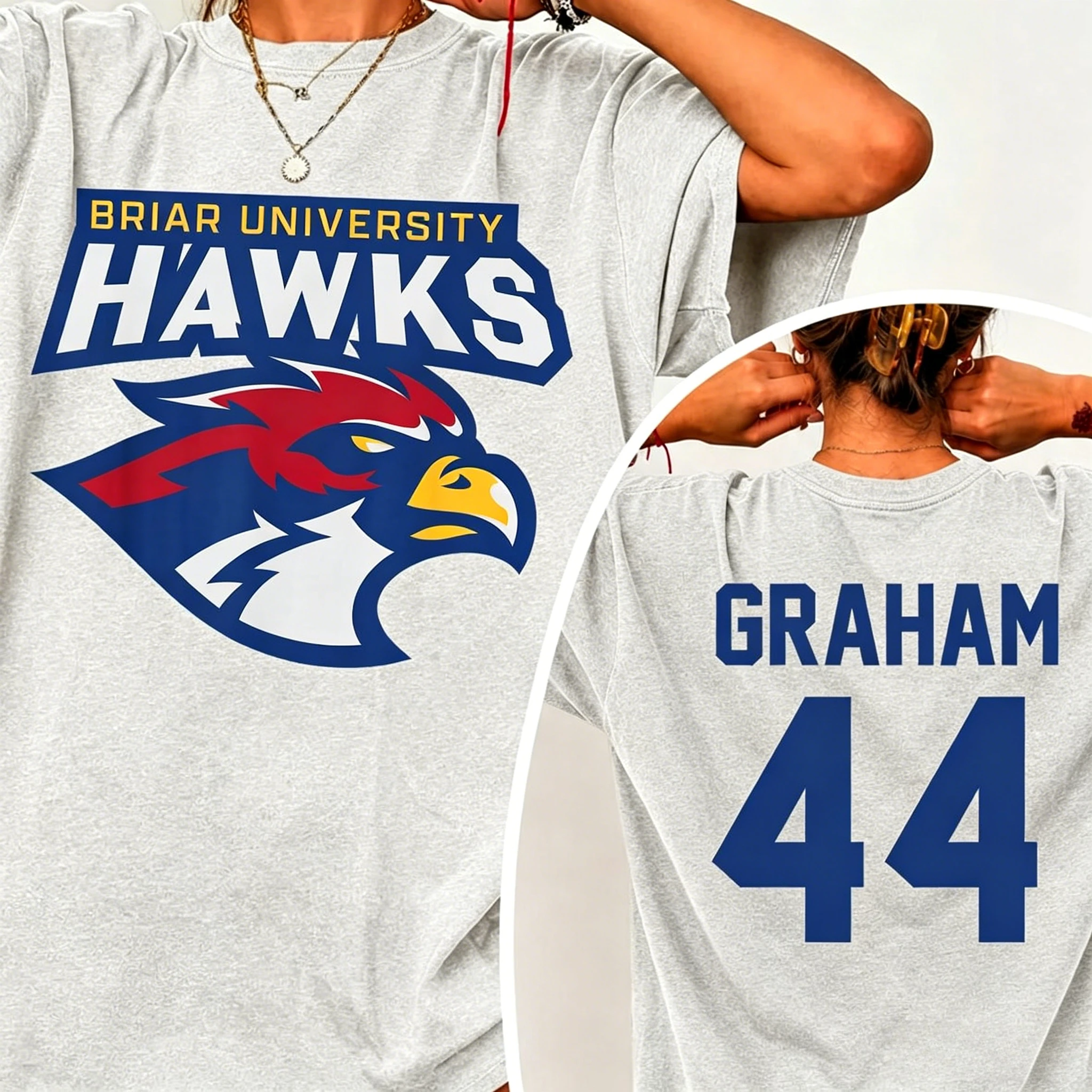 Off Campus Briar Hawks Garrett Graham T-shirt Booktok Ice Hockey Jersey Aesthetic Unisex Oversized Summer Cotton Graphic Tee