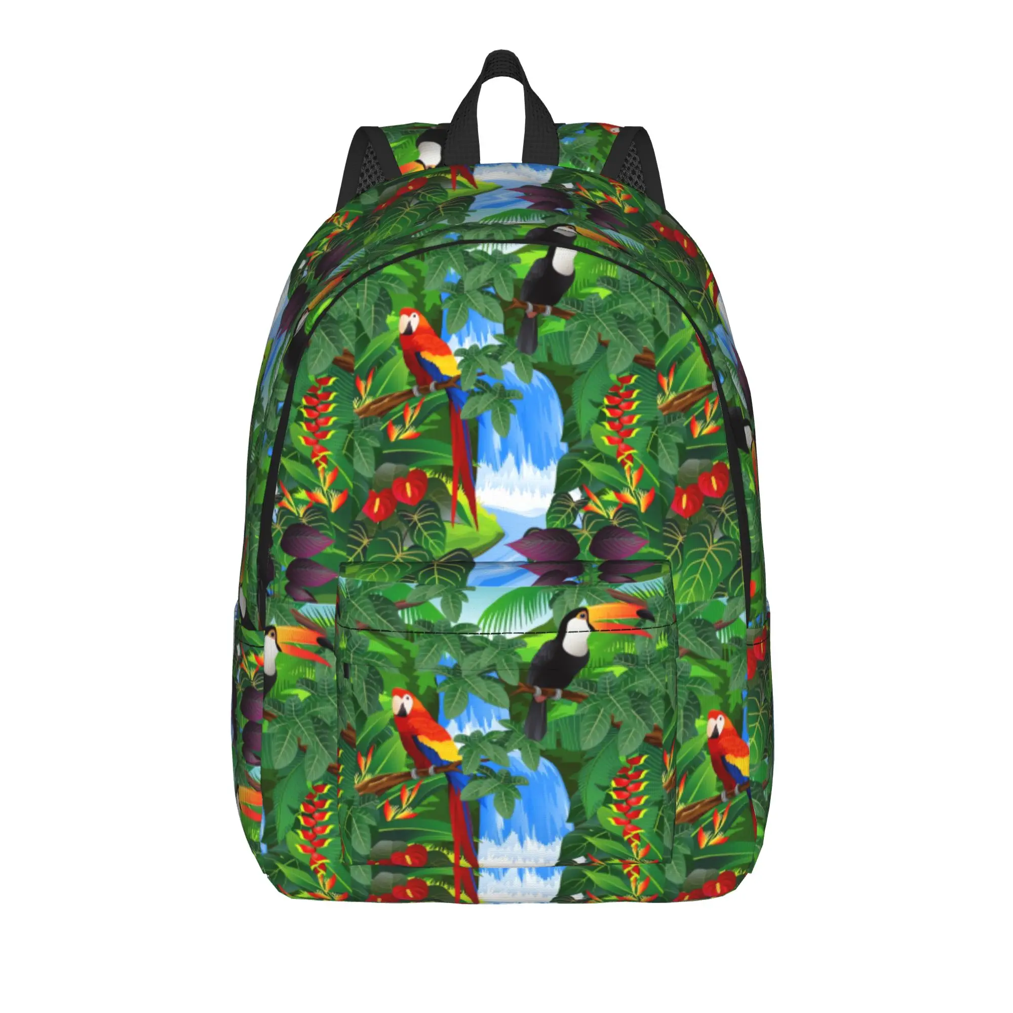 Lush Tropical Rainforest Scene   Backpack  Outdoor Backpacks Male Cool High School Bags Colorful Breathable Rucksack