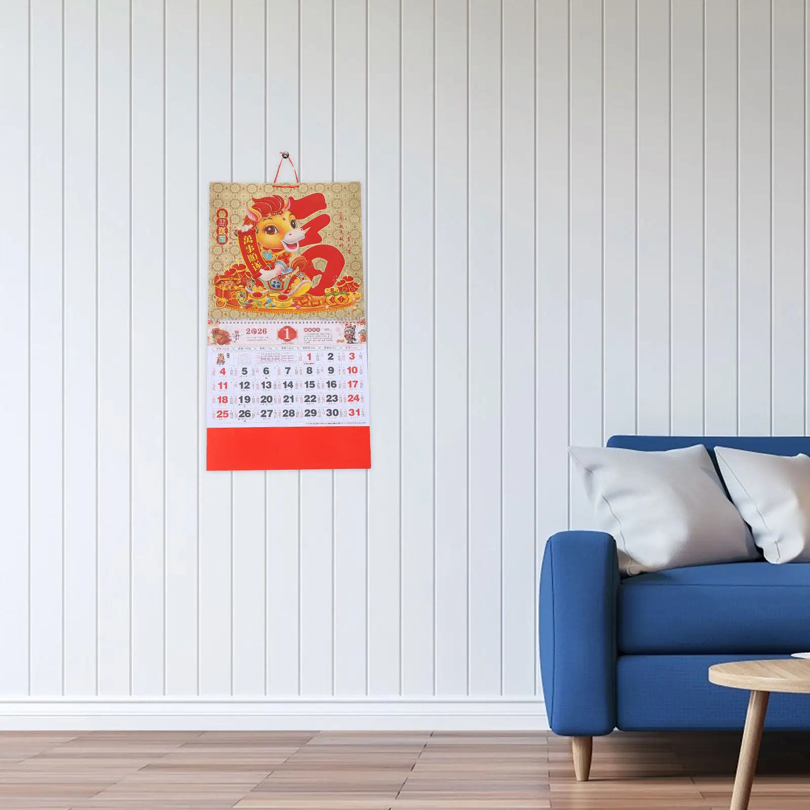 

Chinese Zodiac Horse Year Wall Calendar 2026 Traditional Lunar Monthly Paper Tear-Off Planner New Year Wall Decor