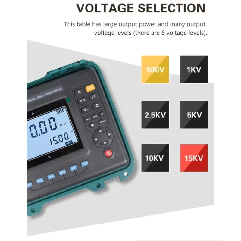 ES3045F Digital Insulation Resistance Tester 15KV Portable Megohmmeter High Voltage Meter for Transformer Cable