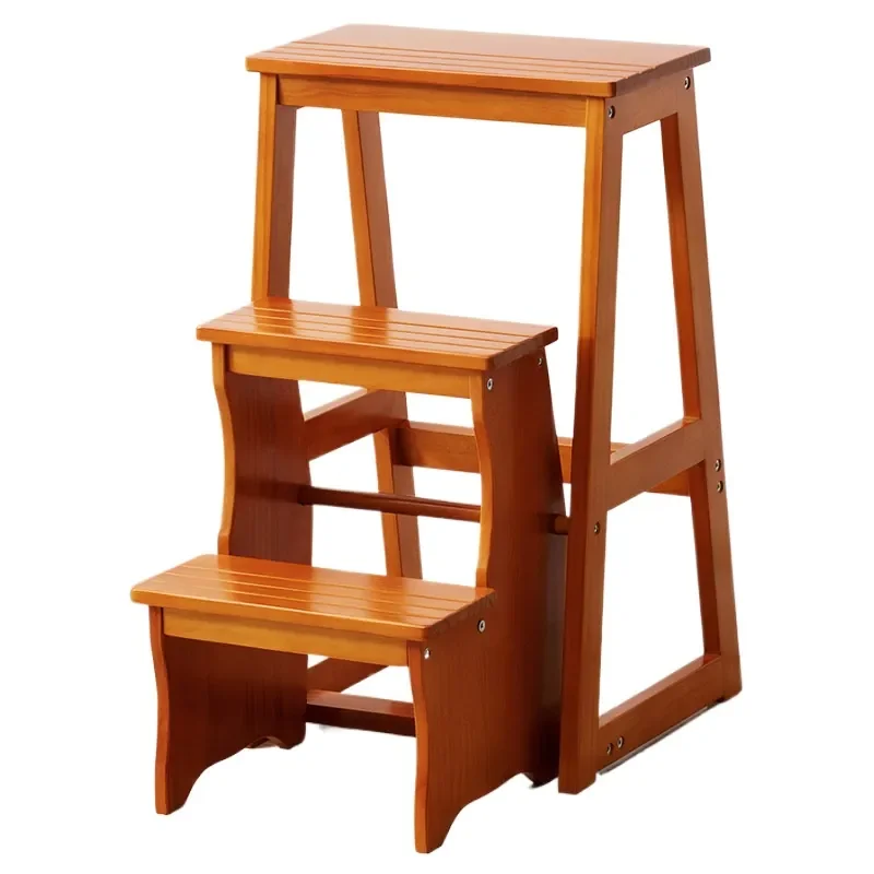 

Foldable Wooden Step Ladder for Home Use Indoor Stool Ladder Multi Functional 2 in 1 Step Stool and Ladder for Household
