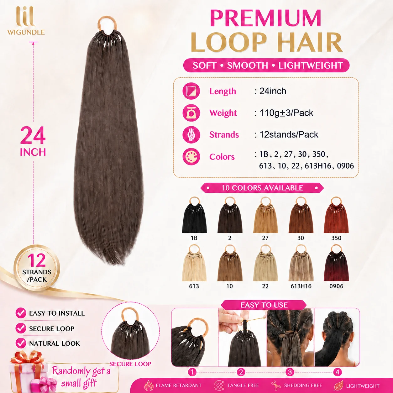 Ponytail Hair Extensions for Black Women, Heat Resistant High Temperature Fiber Long Straight Rubber Band Ponytail, 24inch 110g