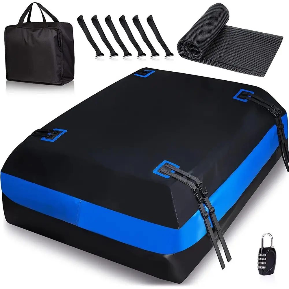 

21 Cube Car Rooftop Cargo Bag Carrier with Waterproof Shell, 6 Hooks, Anti-Slip Mat, and Safety Lock