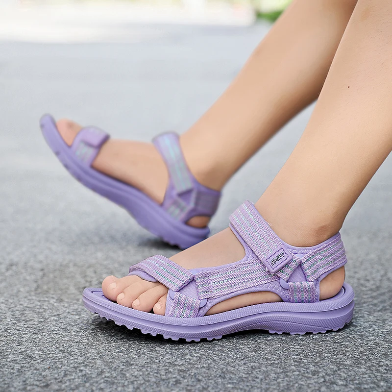 New Summer Girls Sandals Fashion Breathable Soft Children Shoe Outdoor Non Slip Open Toe Beach Sandals Comfortable Kids Shoes