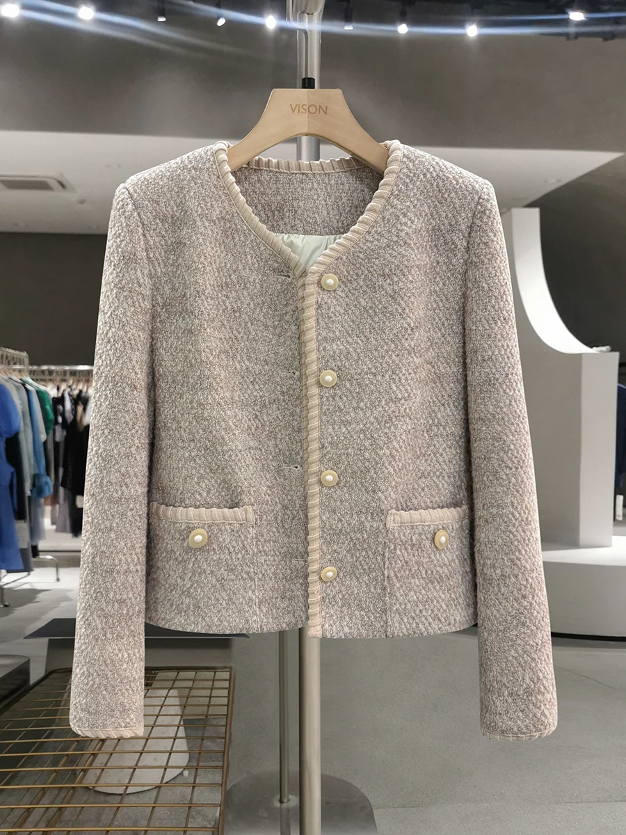 

Ladies' Retro Small Fraance Sle down Jaet Inner Beige Winter High Faion ort Top Women's Coat Straight Tube