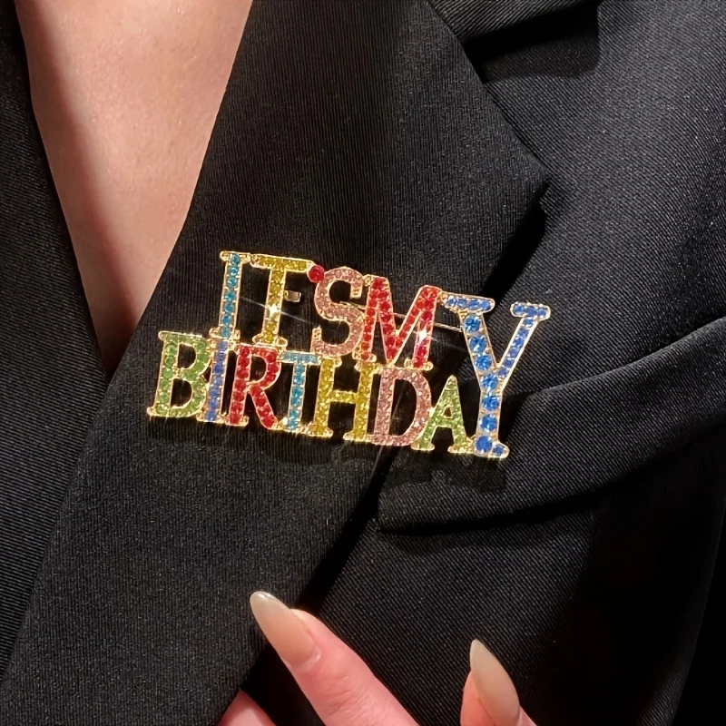 Rhinestone Letter Birthday Brooches, Fashion Suit Pins for Men & Women, DIY Handmade Badge, Birthday Gift Accessories