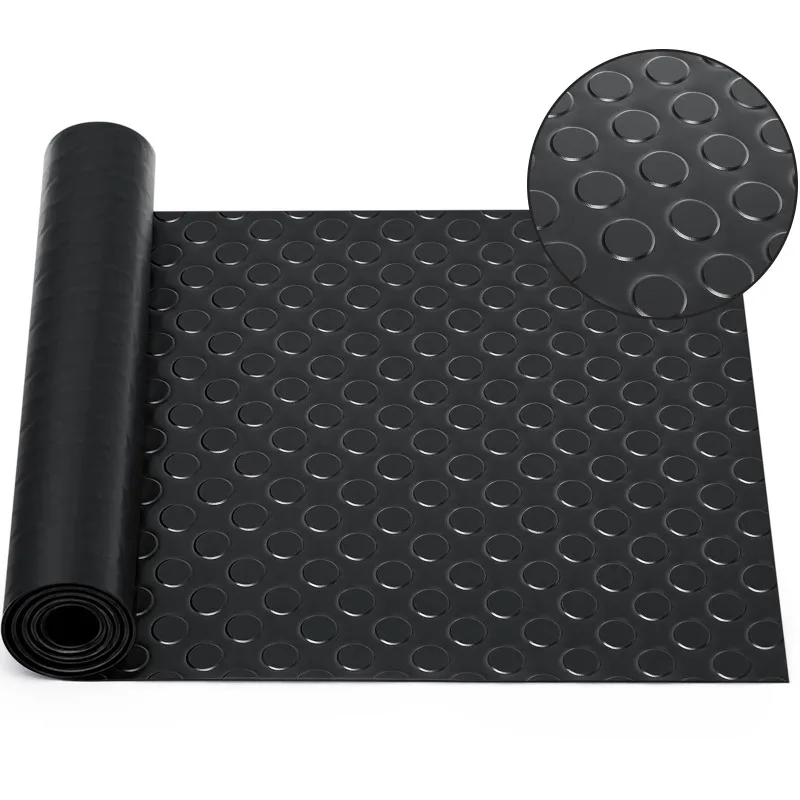 Rubber Floor Roll Mat, Heavy-duty Diamond Plate Garage Floor Mat, Anti Fouling External Parking RV Trailer Floor (Black)