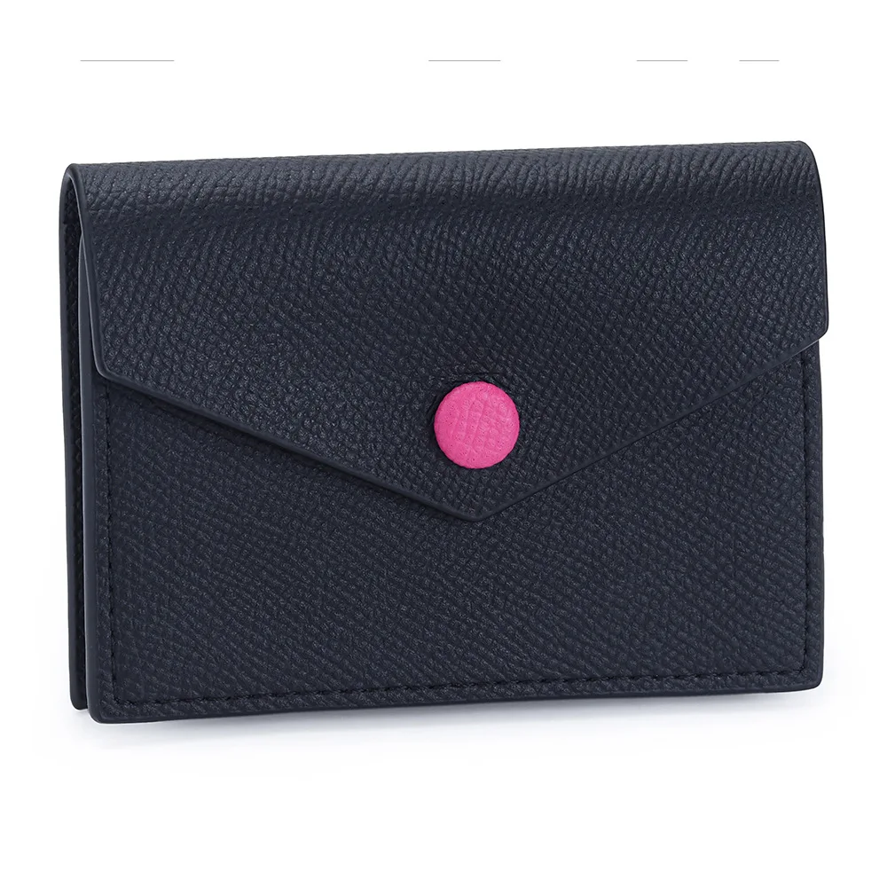 حافظة بطاقات عمل جلدية للرجال والنساء، محفظة جيب أمامية رفيعة، محفظة للعملات المعدنية، حاملي بطاقات الهوية/الائتمان ثنائية الطي