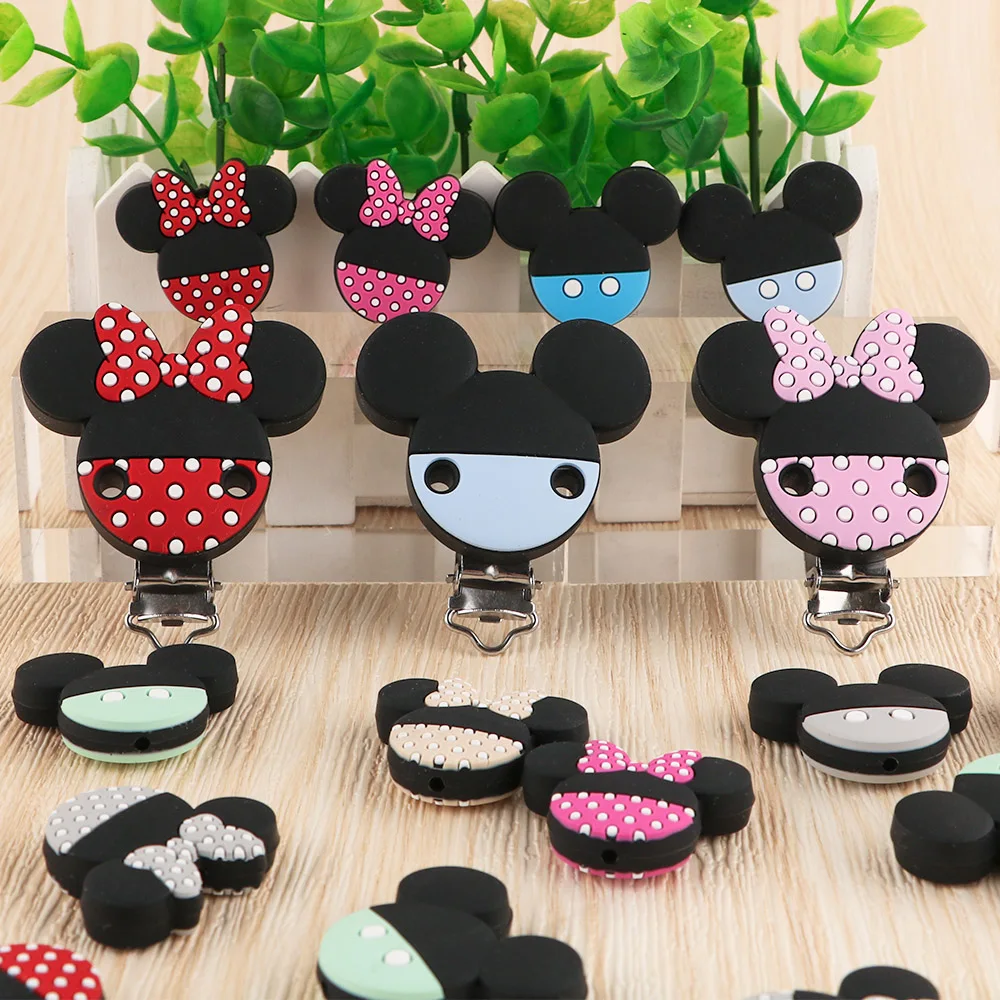 Kovict 3-5Pcs Silicone Beads Clips Cartoon Mouse Bead For Jewelry Making DIY Baby Pacifier Chain Keychain Necklace Accessories