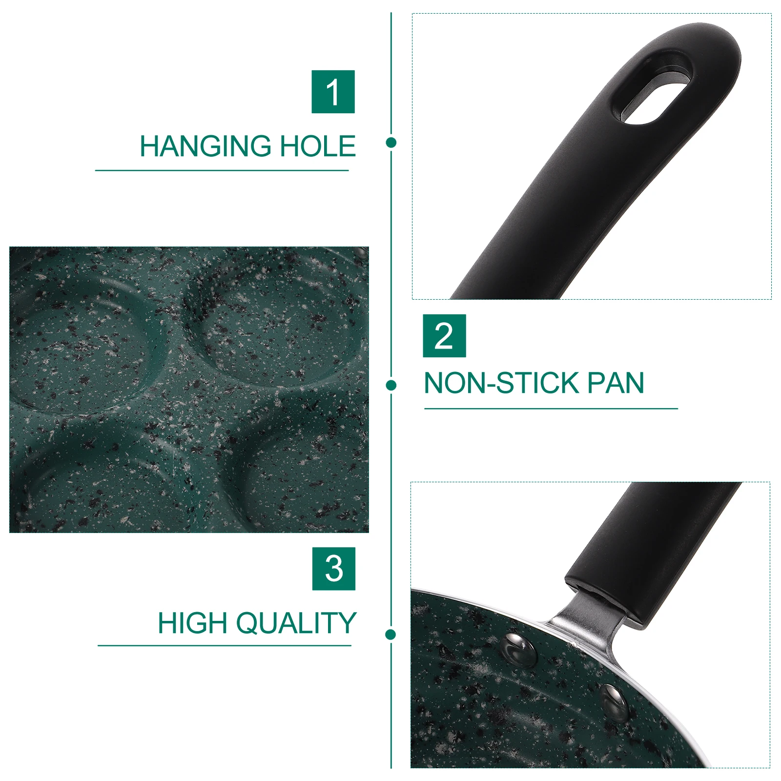 

24Cm Non-Stick Frying Household Waffle Pan Green Long Handle Heat Resistant Easy Cleaning Kitchen Cookware Multipurpose Pan For