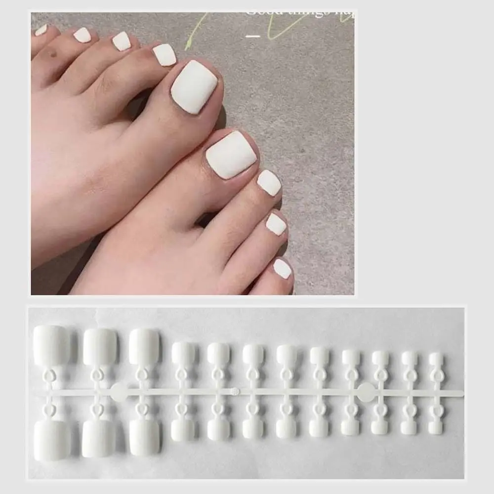 

Nails Press on Toenails Manicure Solid Color Nails Patch Full Cover False Nails Matte False Toenails Frosted Fake Toe Nails